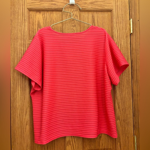 Calvin Klein Size 3x almost sheer 2d stripe shirt in Coral - Picture 2 of 4